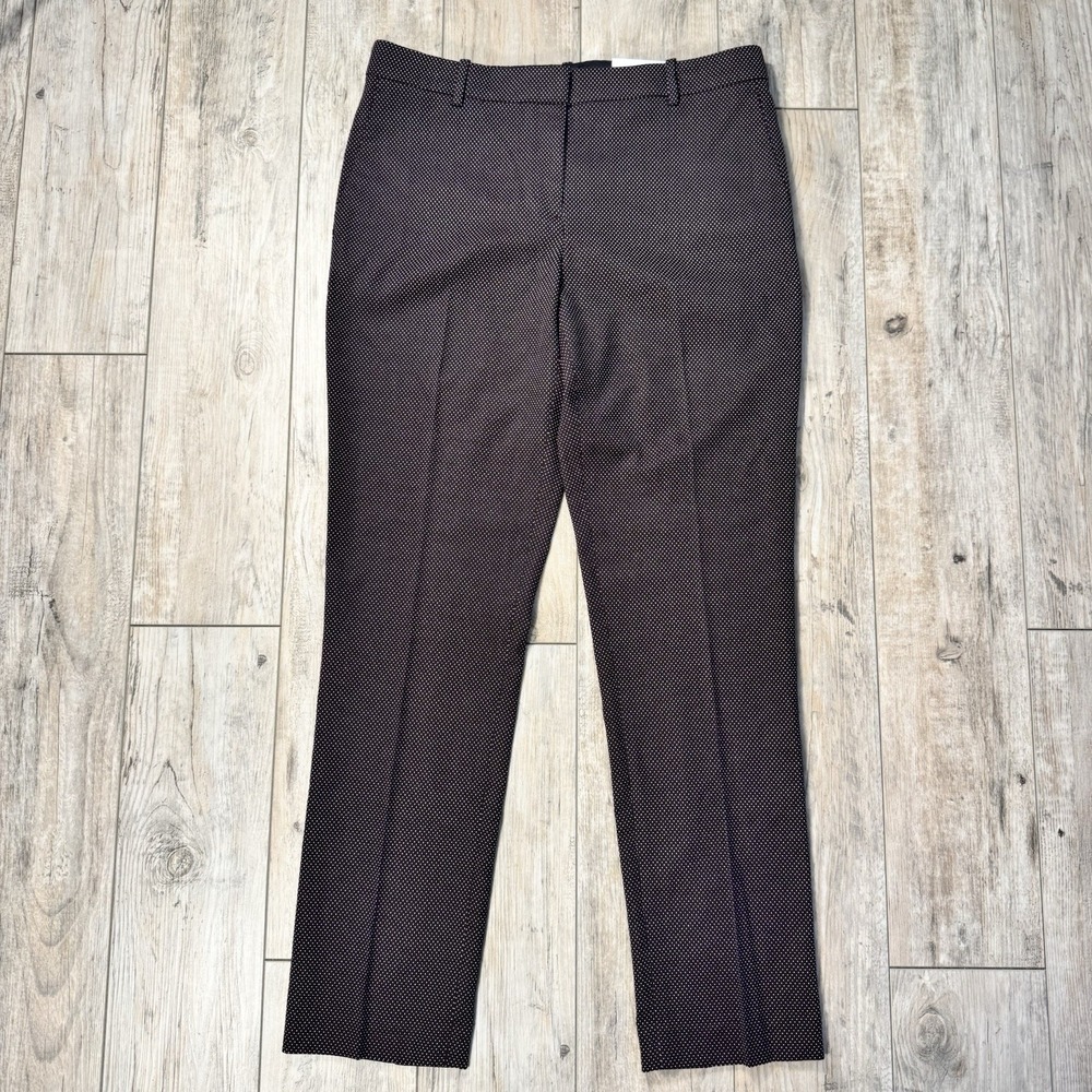 Ann Taylor The Ankle Pants 10 Tall Maroon Burgundy Dot Mid Rise Slim Textured